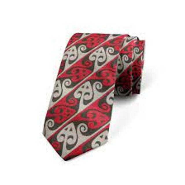 Red, Black, Silver Maori Tie